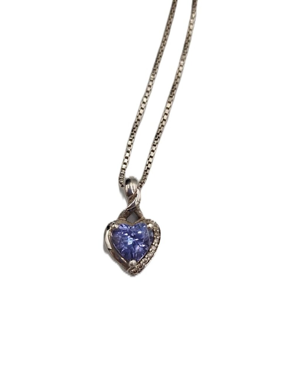 Silver chain and Purple stone pendant